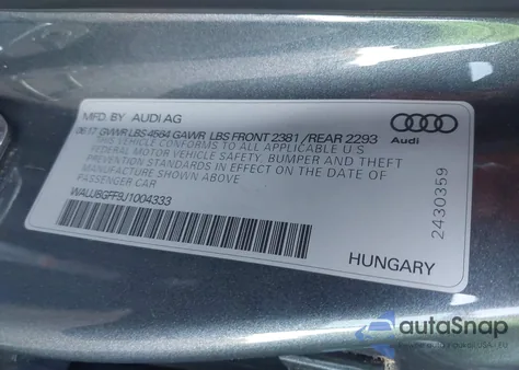 2018 Audi A3 2.0T Premium/2.0T Tech Premium z USA, uszkodzony, nr VIN WAUJ8GFF9J1004333